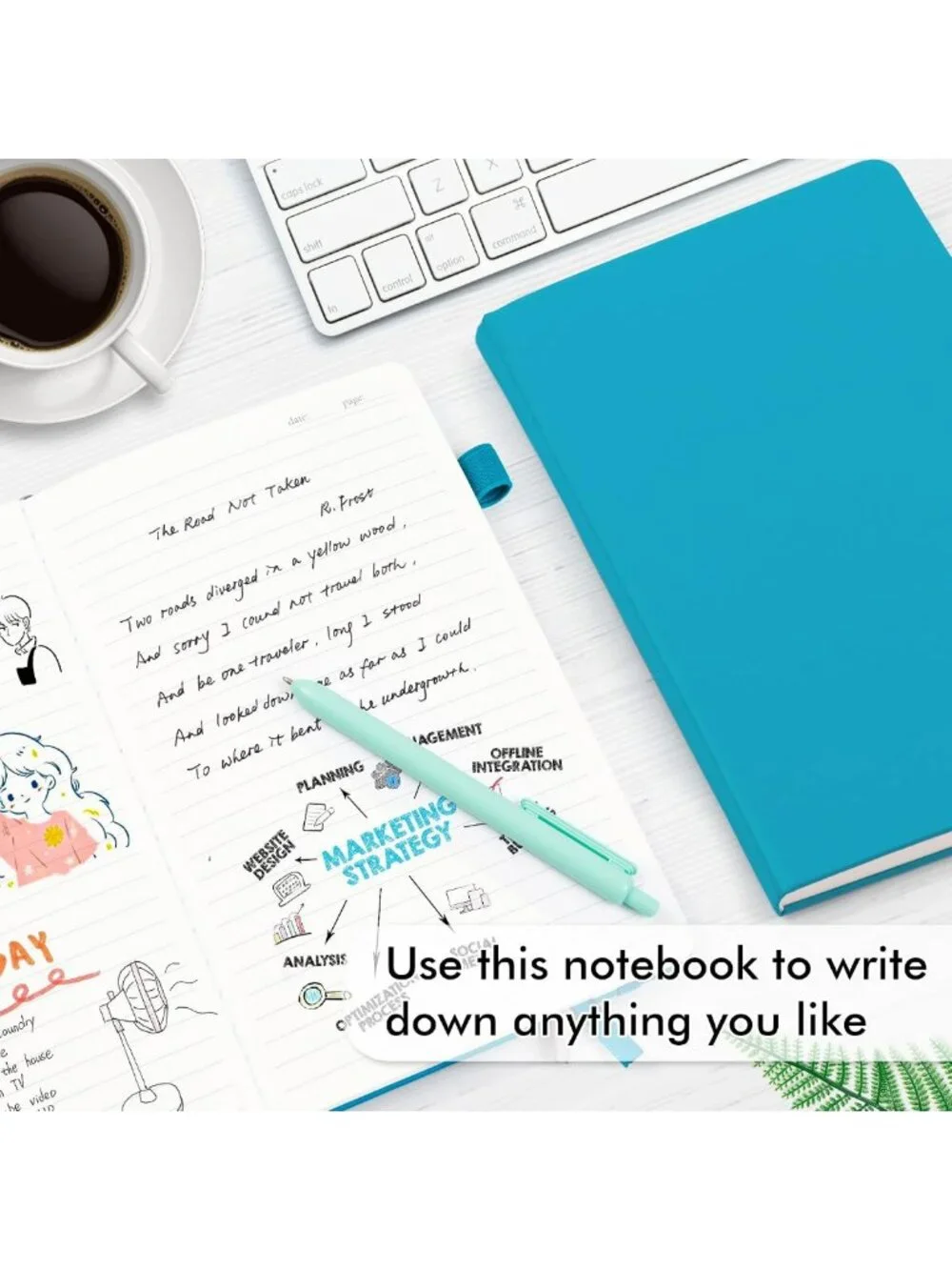 12 Pack Hardcover Notebooks & Journals Set with Pens - Classic Ruled A5, Teal